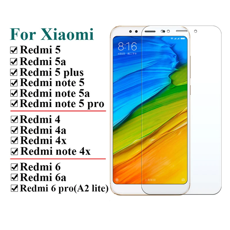 Защитное стекло для xiaomi ksio mi redmi 4 x a note 4x5 pro plus note 5a из закаленного стекла red mi 6 a pro 2lite