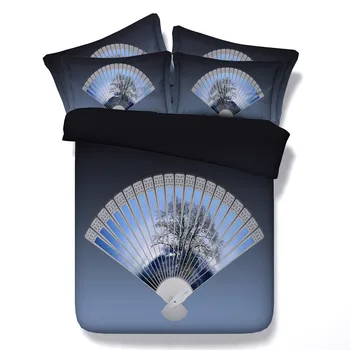 

New Arrival Chinese Style Fans Bedding Sets 3/4PC Duvet Cover Bed Sheet Pillowcase Home Textiles Decoration