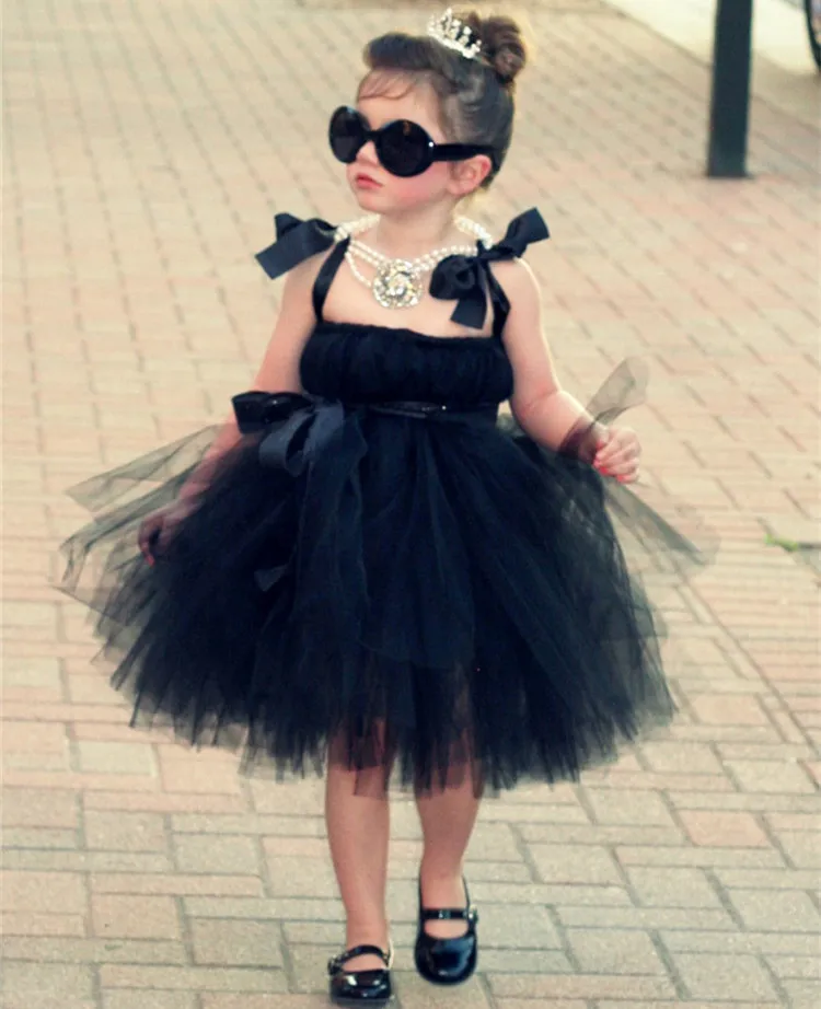 Чёрное платье пачка для девочек, Модное пышное бальное платье принцессы в европейском и американском стиле для девочек, вечерние платья для девочек - Цвет: Black