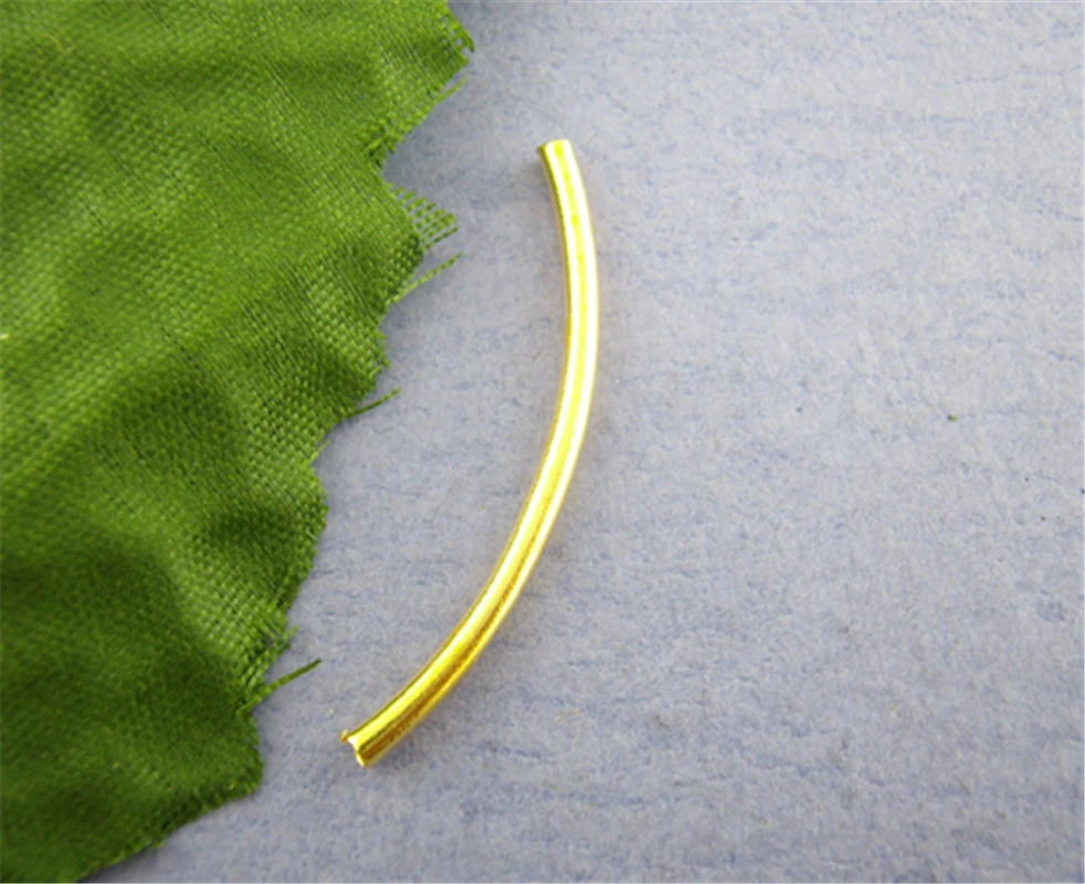 

DoreenBeads 200PCs Gold color Smooth Curved Spacers Tube 2*35mm (B00761), yiwu