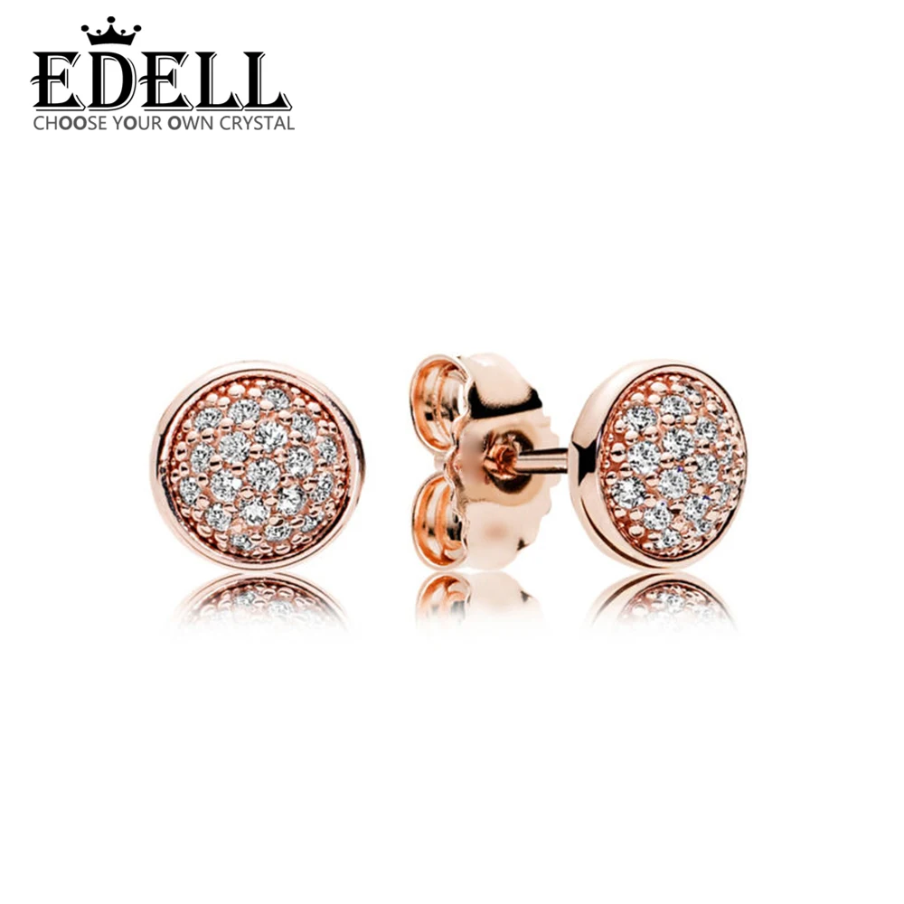

EDELL 100% Sterling silver 1:1 Glamour 280726CZ ROSE DAZZLING DROPLETS EARRING Original Women wedding Fashion Jewelry 2018