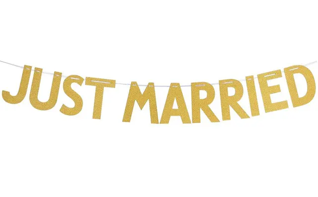 glitter gold letter just married party decoration bunting banner in just married banner