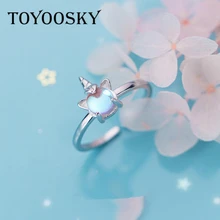 Корейский дизайн милое Кристальное Открытое кольцо 925 пробы Серебряное короткое ювелирное изделие для девочек подарок для друзей