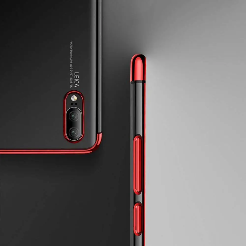 Portefeuille For Huawei P20 Pro Case Transparent Plating Frame Clear Soft Silicone Bumper Cover For Huawei P20 Lite Honor 10 V10 (6)