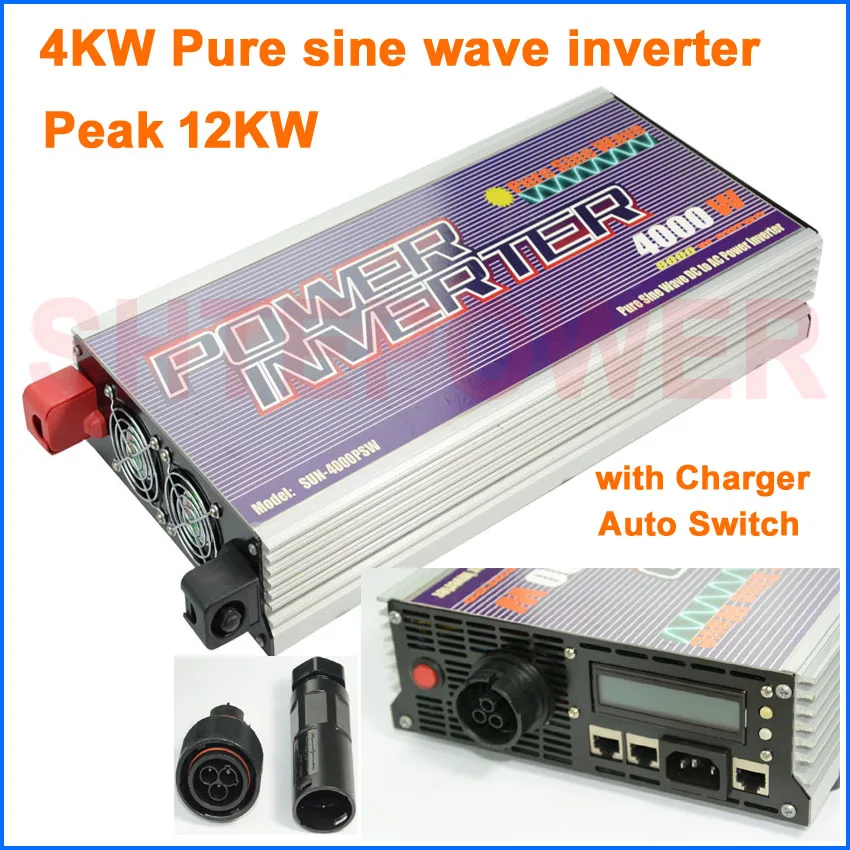 

Dc 24v input 4000w pure sine wave inverter lcd display with Charger and Auto Switch