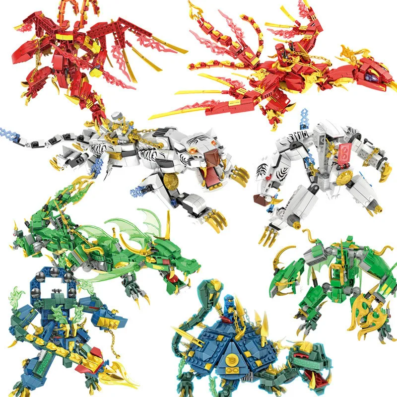 

1740Pcs Ninja Dragon 2in1 God Beast Building Blocks Compatible Legoings NInjagoes Enlighten Toys for Children Gifts DIY Bricks