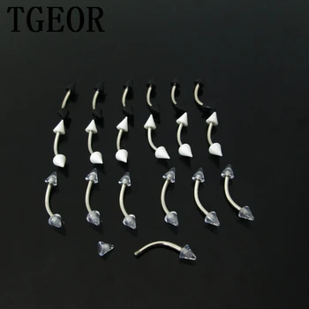 

hot wholesale piercing body jewelry 16G 100pcs 1.0*8*3/3mm spike curved barbell acrylic eyebrow ring free shipping