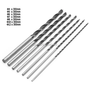 

7Pcs/lot 12" 300mm Extra Long Wood Drill Bit Set Woodworking Tool 4 5 6 7 8 10 12mm R02 Whosale&DropShip