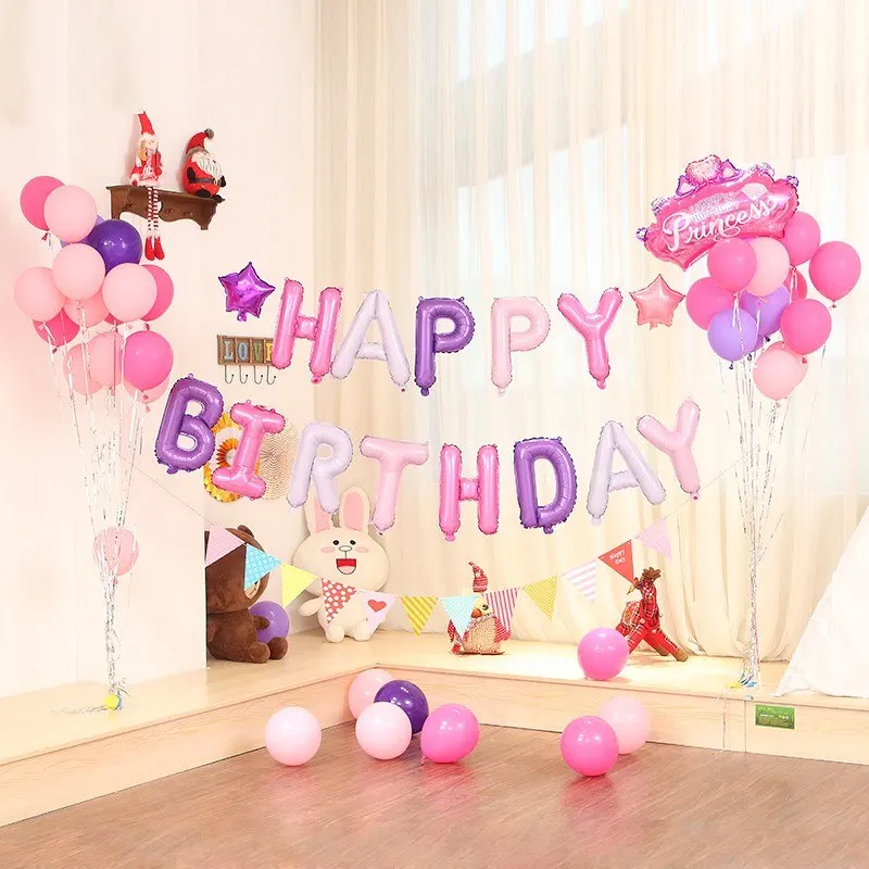 

Happy Birthday balloon Set air Letters Alphabet Rose Gold foil balloons kid toy wedding party birthday helium globos party balos