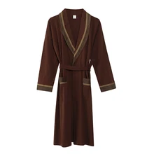 Коричневый хлопковый Халат мужской с v-образным вырезом платье с длинным рукавом мужской Халат осенний длинный халат мужской s банный халат M, L, XL, XXL, XXXL