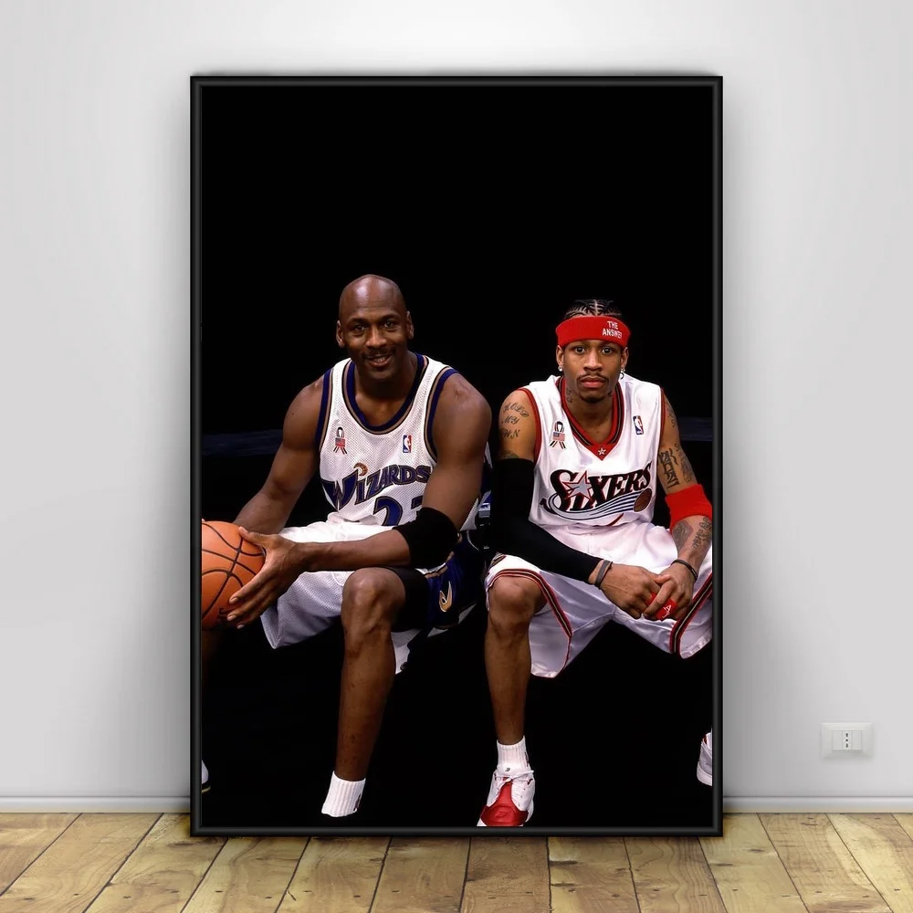 Allen Iverson Michael Jordan Art Silk Poster Home Decor 12x18 24x36inch Allen Iverson Michael Jordan Art Silk Poster Home Decor 12x18 24x36inch