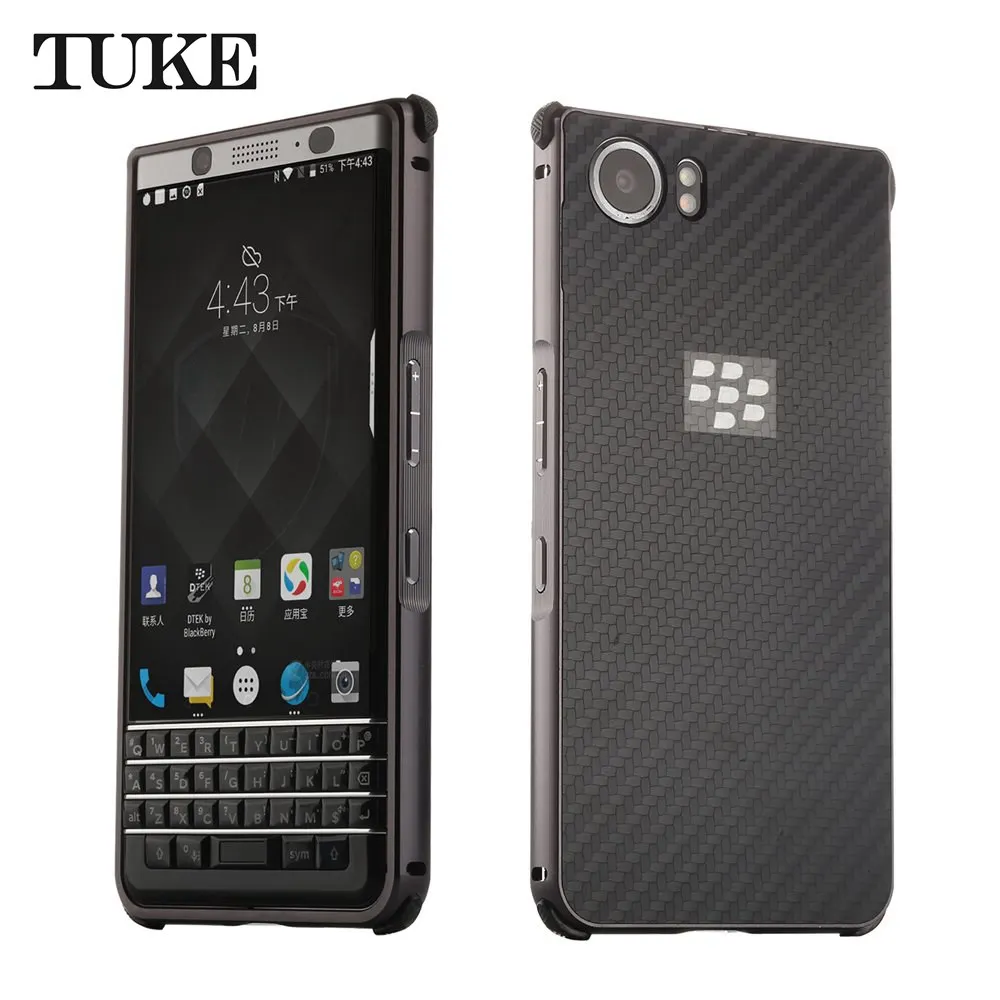 TUKE для Blackberry KEYone чехол металлический каркас для Blackberry KEYone Mercury DTEK70 жесткий чехол из углеродного волокна для KEYone Blackberry - Цвет: Черный