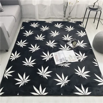 

Fashion Black White Leaf Arrow Living Room Bedroom Decorative Carpet Area Rug Bathroom Kitchen Foot Door Yoga Baby Play Mat