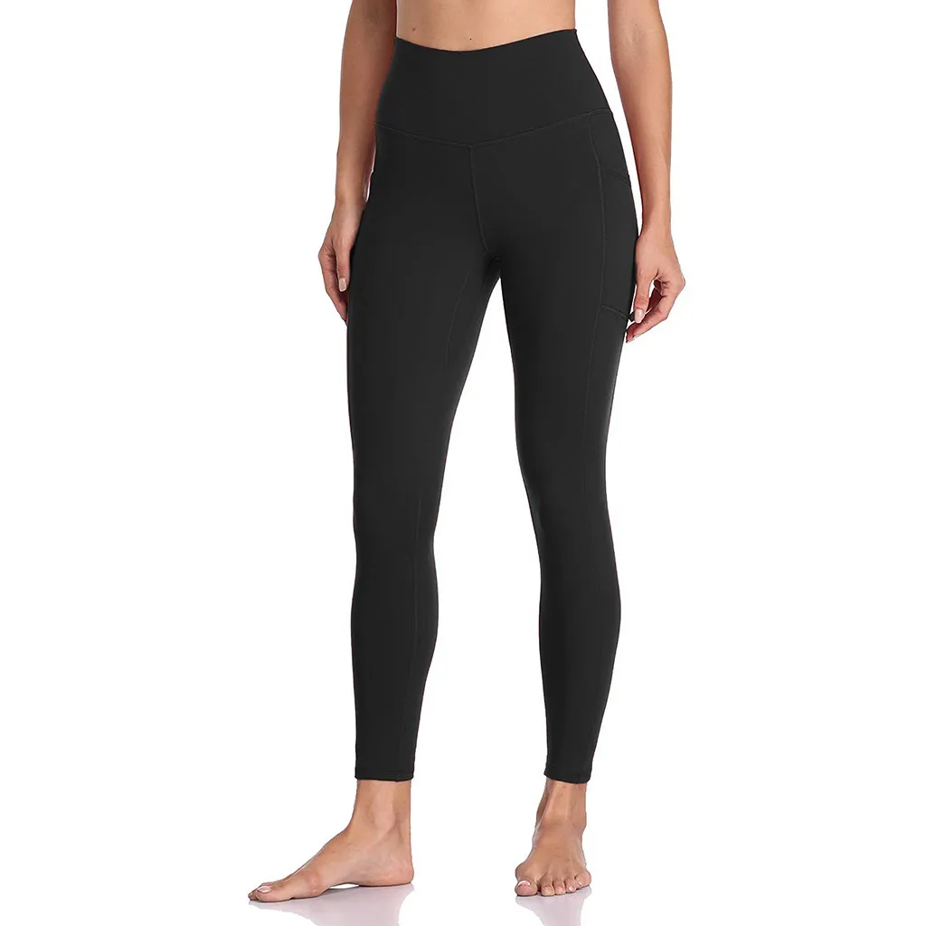 SAGACE, женские эластичные штаны для йоги с карманами, для фитнеса, спорта, спортзала, бега, леггинсы, одежда, мягкая сетка, сшитые штаны, брюки