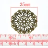 50 PCs Doreen Box Filigree Flower Wraps Connectors Iron Alloy Bronze Tone Color For DIY Jewelry Making Findings 35mm, Hole:1mm ► Photo 2/5