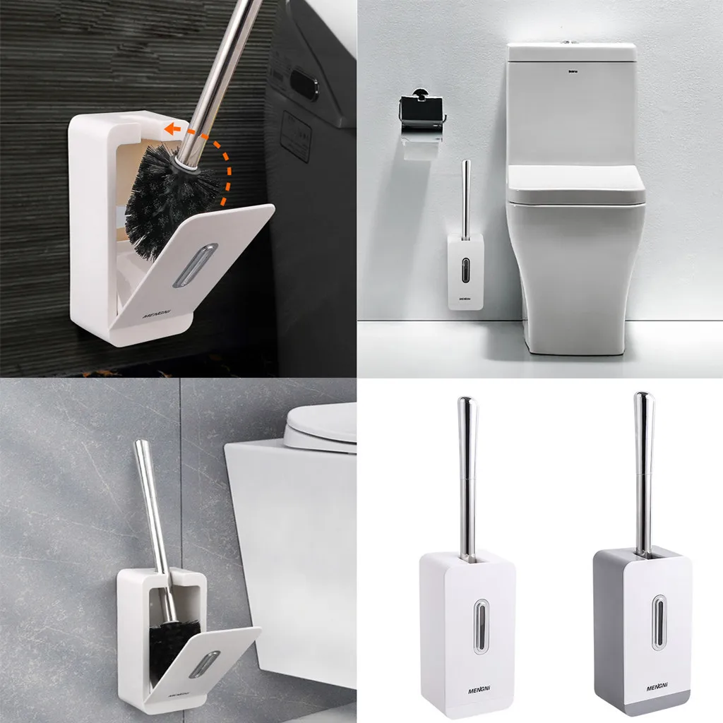 2019 New Creative Wall mounted Toilet Brush Set Base Stainless Steel