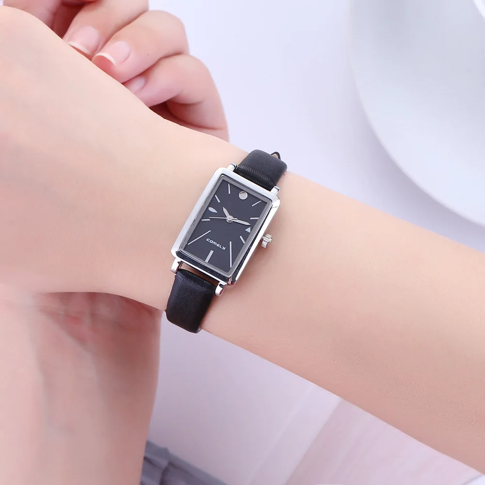 Брендовые новые роскошные женские часы, модные японские часы с механизмом из нержавеющей стали, женские прямоугольные кварцевые часы с ремешком, dames horloges