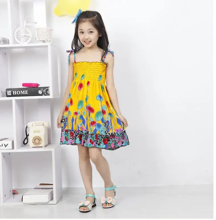 

Girls summer 2017 European style big virgin beach dress  length Dress