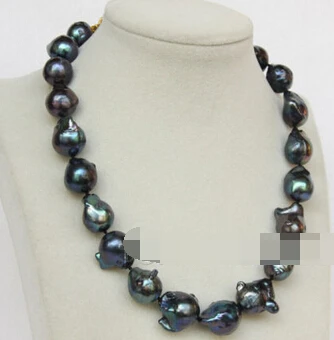 

~~ 11.24 17" 20mm Baroque black Reborn keshi pearls necklace Discount AAA