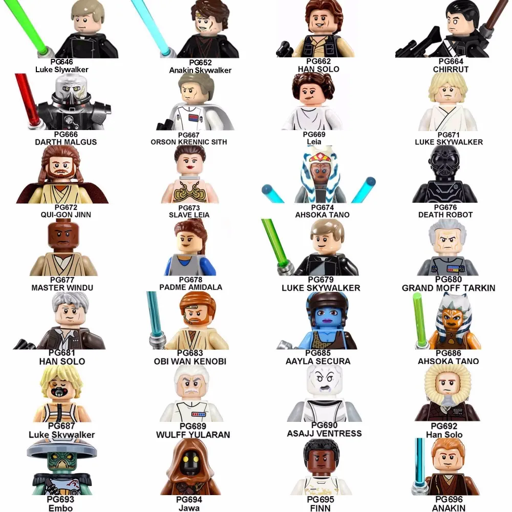 

20PCS/lot Star Wars Darth Vader Leia Han Solo Luke Skywalker Sith Lord Building Blocks Brick Kids Gifts Toys