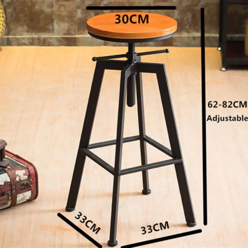 

Bar Stool Modern Iron Industrial Wind Rotating Bar Stool Home Lifting Solid Wood High Chair High Bar Chair Bearing 100kg