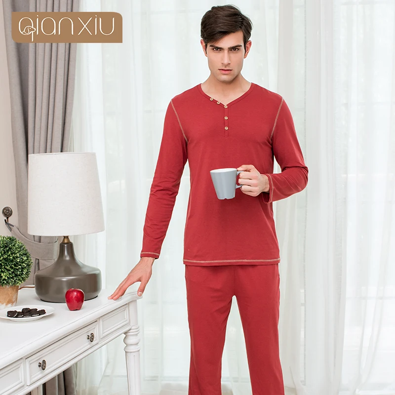Новинка 2017 мужской Пижамный костюм Qianxiu Модный Цветной дизайнерский хлопковый