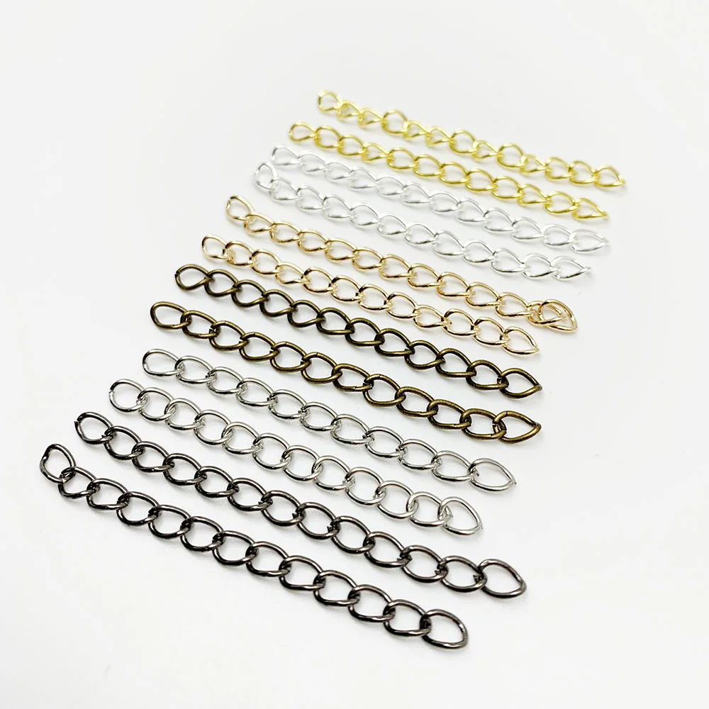 

100pcs/lot Bulk Necklace Extension Chain 50mm 70mm Bracelet Extended Chains Tail Extender For DIY Jewelry Making Findings