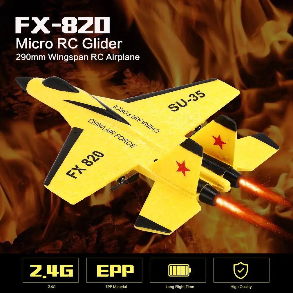 

FX-820 2.4G 2CH Remote Control Drone RC Fixed Wing Airplane SU-35 Glider 290mm Wingspan EPP Micro Indoor Aircraft UAV RTF