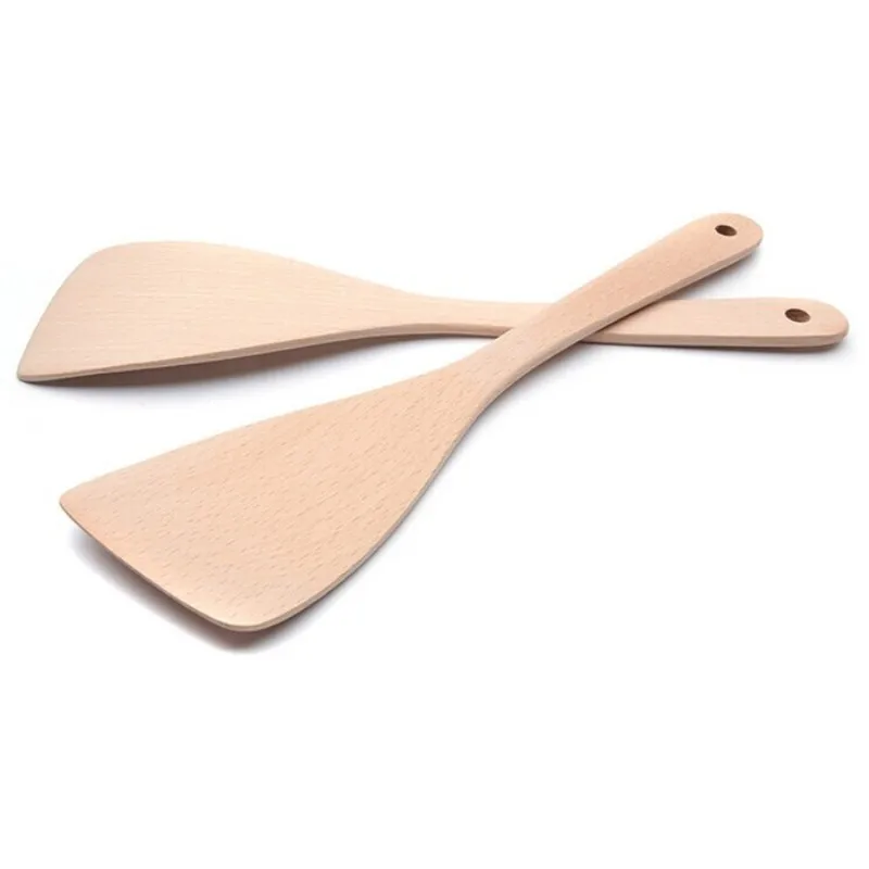 1/2pc Flat Wooden Spatula Set Non-stick Natural Cooking Shovel Long handle non-wax wooden shovel Kitchen utensils | Дом и сад