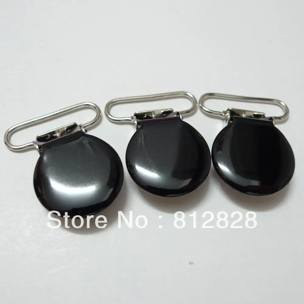 

25pcs 1'' 25mm #MD01 Black Color Enamel Pacifier Clips/Suspender Clips