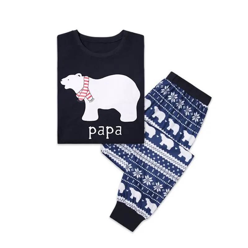 Семейные комплекты для папы, мамы и меня; Рождественский пижамный комплект из 2 предметов; домашняя одежда с рисунком медведя; вечерние Семейные комплекты