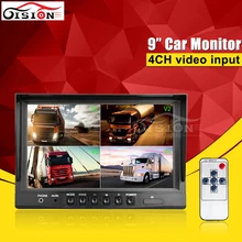 9 Polegadas 4 Cor Quad Monitor Para Estacionamento de Segurança Do Carro Monitoramento Vista Reversa Para Câmera de CFTV/Dvr Com Vídeo 4CH entrada