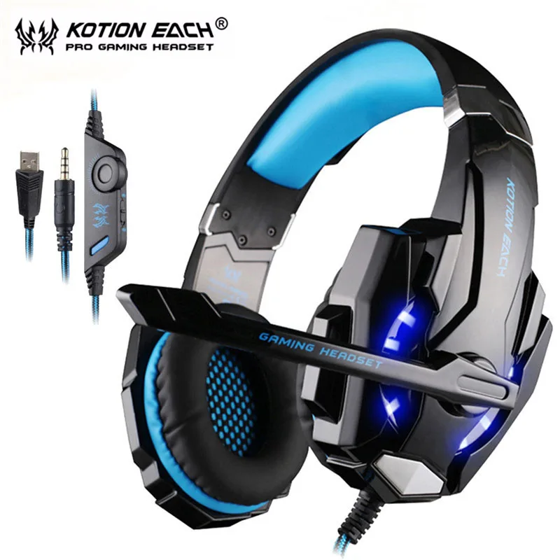 

Kotion Each G9000 Gaming Headset for PS4 Controller Noise Cancelling Over Ear Headphones with Mic LED Light for PC