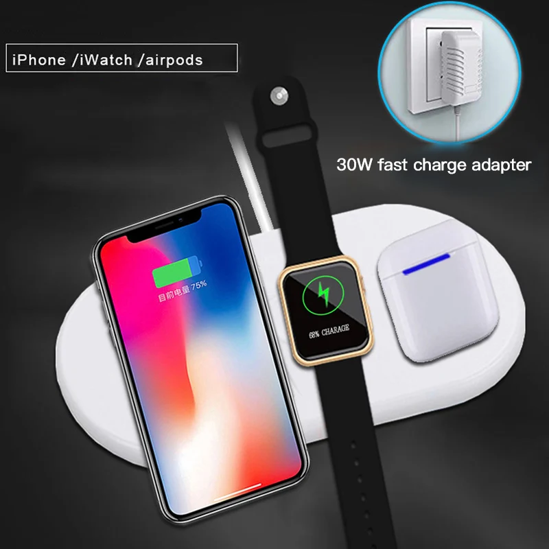 

30W Multiple charger Airpods Wireless Charging Fast Wireless Charger For Apple IphoneX/Apple Watch Samsung Huawei Fast Charge