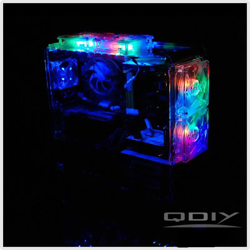 QDIY PC-A006 вертикальный прозрачный акриловый персонализированный Чехол для компьютера