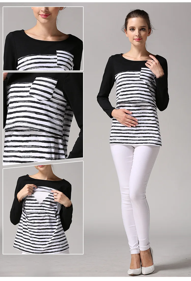 2018 Emmababy 2in1 женские для беременных и кормящих в полоску Топ грудного
