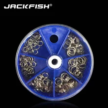 JACKFISH 115 шт./лот рыболовные раздельные кольца из нержавеющей стали для кривошипа, жесткая приманка, 6 моделей, двойная петля, раздельные рыбол...