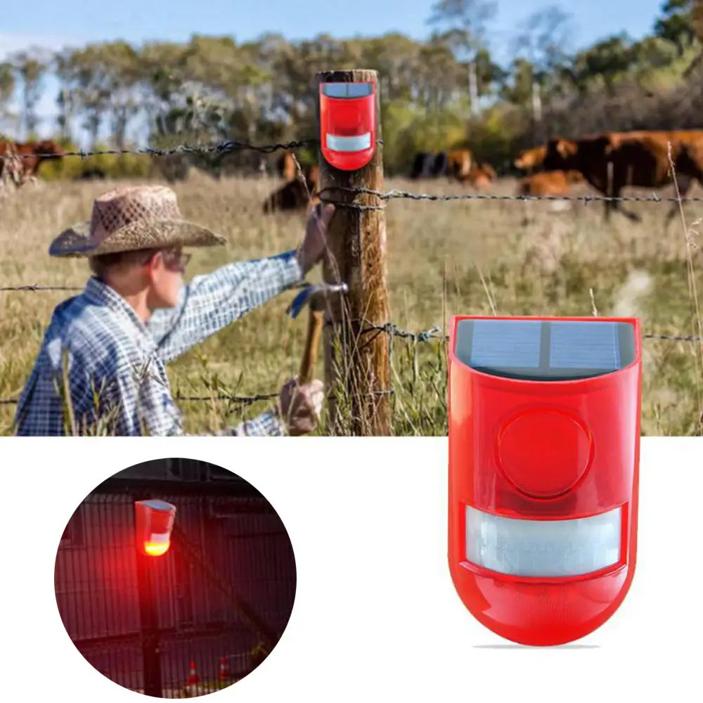 

6 LED Solar Alarm Red Light Motion Sensor Warning Sound outdoor Waterproof Lamp For Garden Factory Yard Warehouses