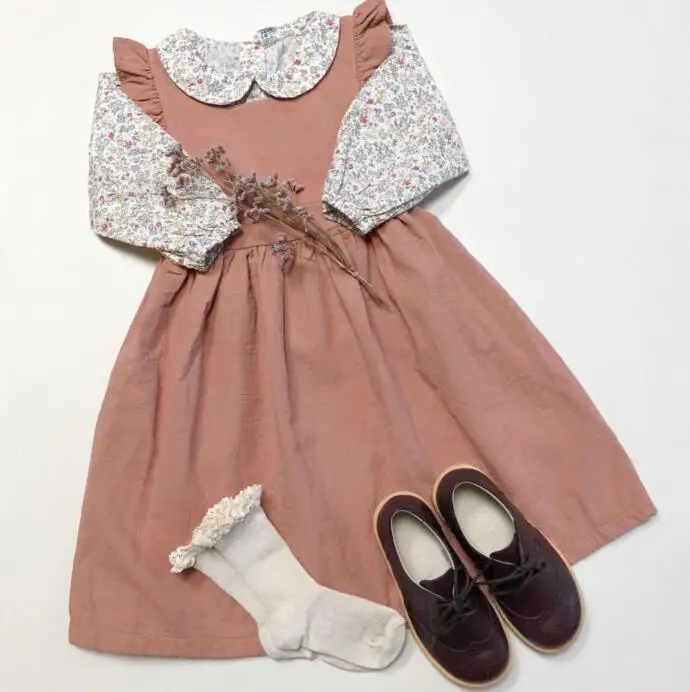 Коллекция года, новое осеннее платье для маленьких девочек в японском и корейском стиле Повседневная одежда принцессы с оборками для девочек - Цвет: only dress