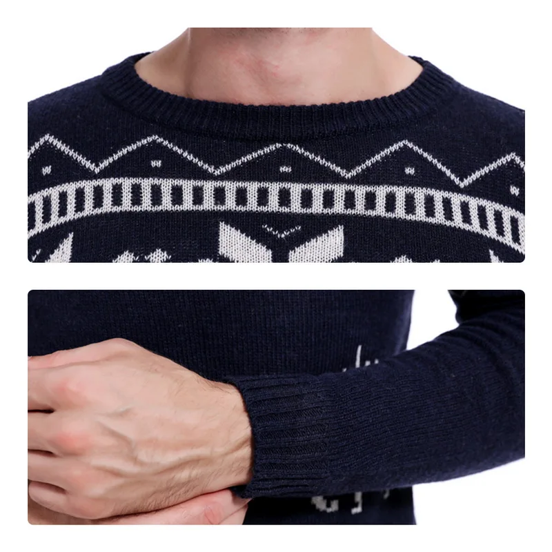 Mens causal o neck Christmas sweater fashion deer print Autumn Winter Pullover Knitted Jumper sweaters Slim Men Clothes