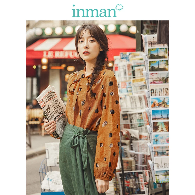 INMAN Spring Autumn Viscose Cotton Soft Print Pretty Lacing Literary Elegant Verstand Women Blouse INMAN Spring Autumn Viscose Cotton Soft Print Pretty Lacing Literary Elegant Verstand Women Blouse