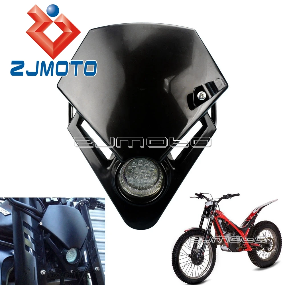

ZJMOTO Mini Motorcycle Street Fighter Enduro Headlight LED GSX ZXR CBR CBF Hornet Black