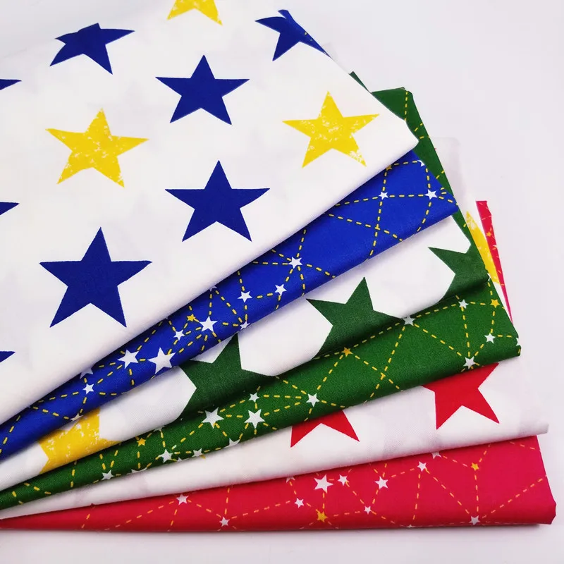 6 шт./лот, 50x40 см, принт со звездами, Детская Хлопковая саржевая ткань, Лоскутная Ткань для рукоделия, для шитья, для шитья, для вышивания, для жировых кварталов, материал для детей