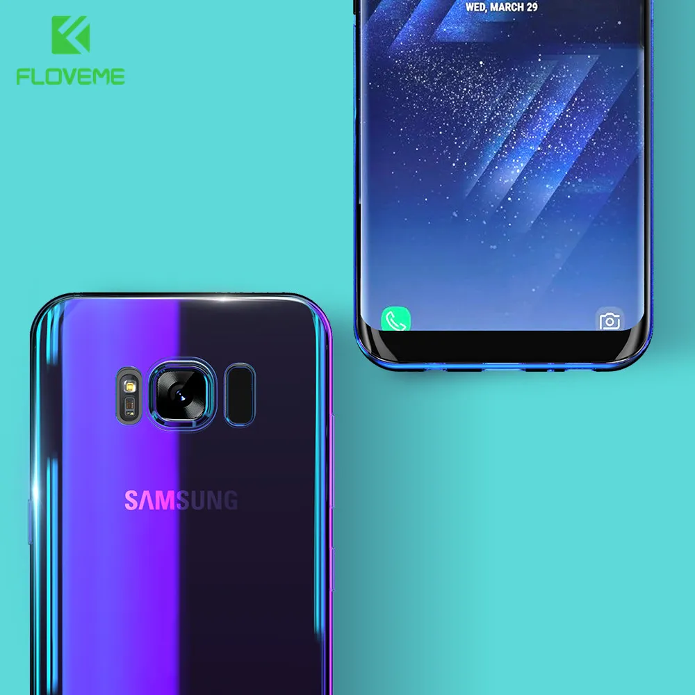 

FLOVEME Gradient Color Case Cool For Samsung S8 S9 Plus Back Cases For Samsung Note 8 S6 S7 Edge A3 A5 Blue Ray Luxury Capinhas