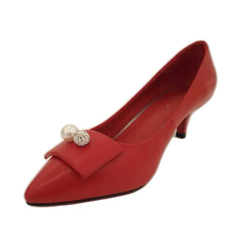 Jindier shoppe high quality fashion genuine Leather fashion beading with low heeled font b women s