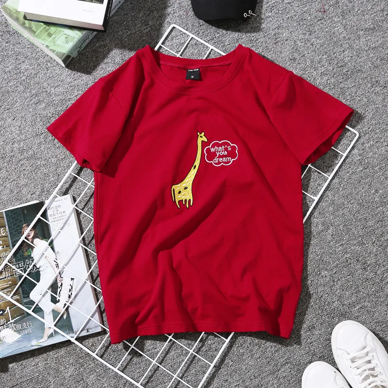 النساء قصيرة كم T قميص طباعة زوجين تيز المتناثرة الطلاب زائد حجم الأبيض الإناث الجرافيك مخطط تي شيرت 2019 Poleras موهير