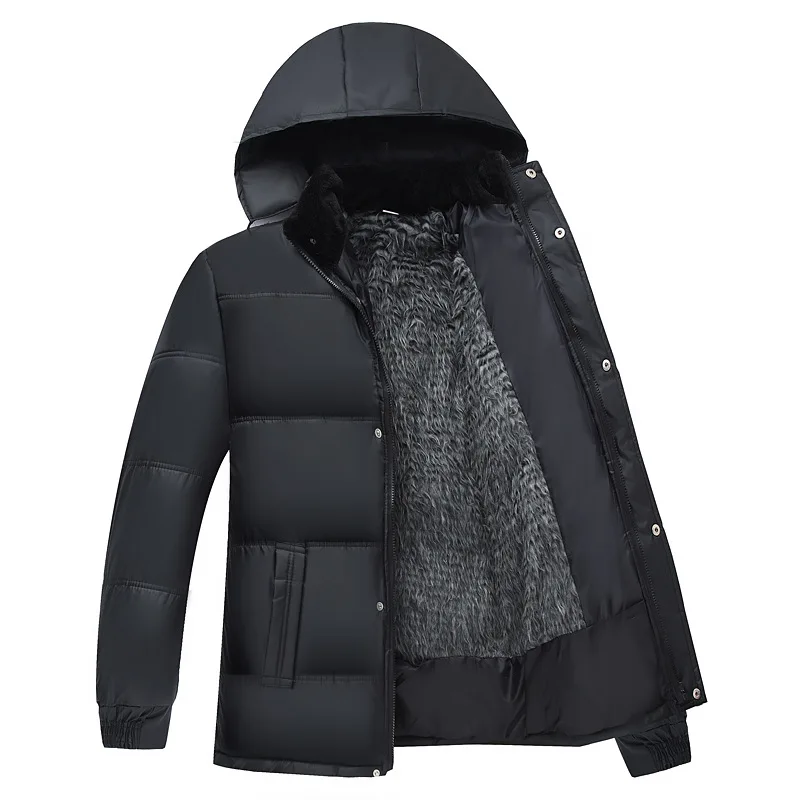

New Mens Winter Thicken Jackets Hooded Fleece Parkas Men Solid Casual Padded Coat Male Brand Jacket Clothing Overcoat 3XL AFDS01