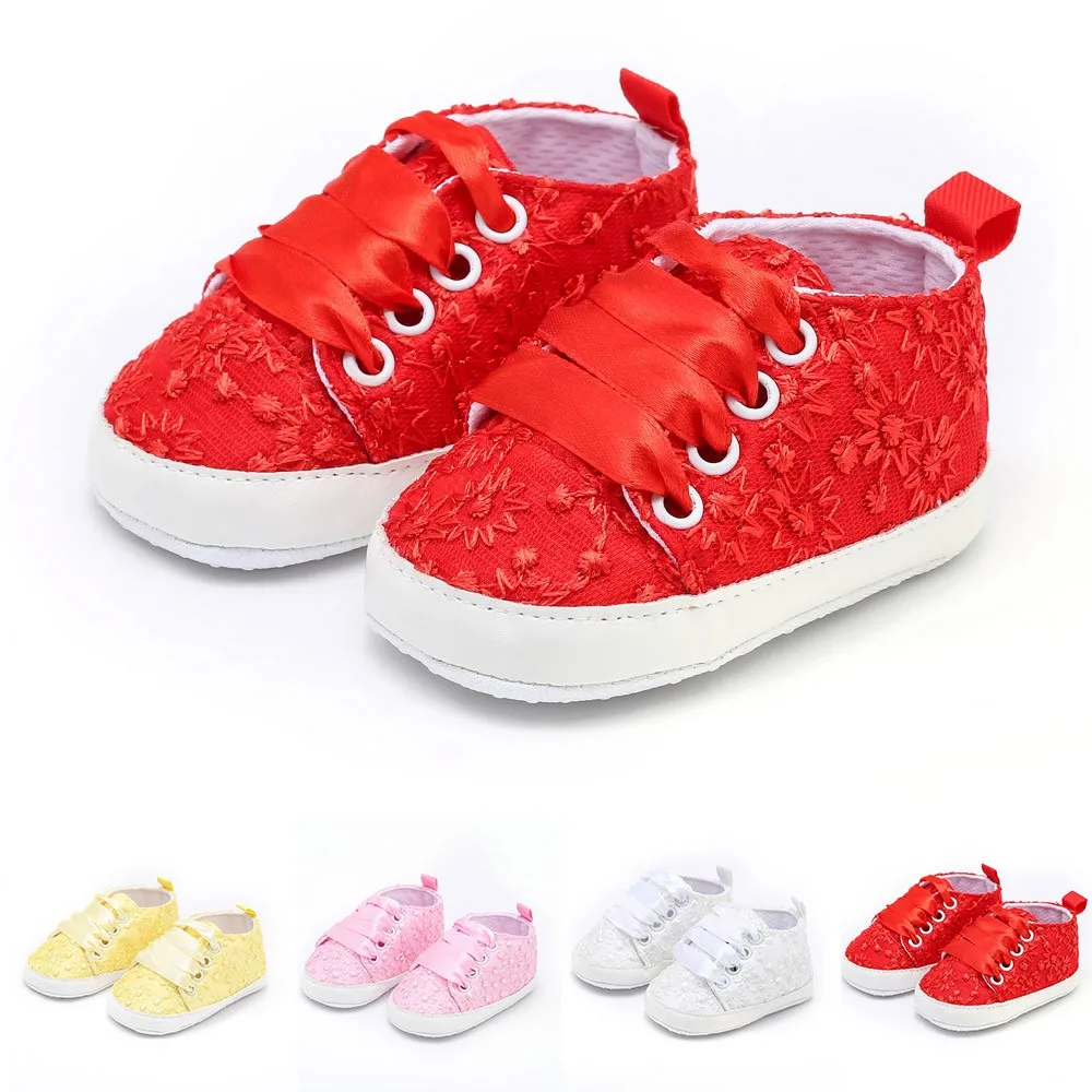 

2018 New Baby Cute Shoes Soft Casual Shoes Newborn Baby GirlsLace Floral Embroidery Printed Casual Shoes 4 Colors