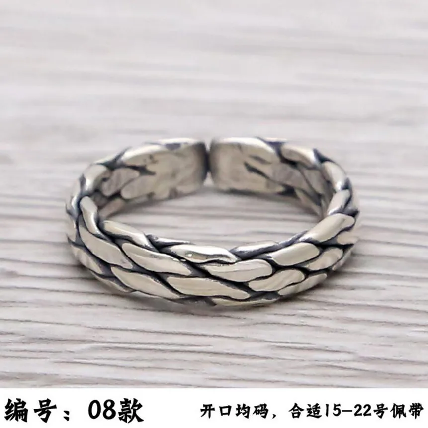 Кольцо чиангмаи, чистое серебро 925 пробы, модное ювелирное изделие для мужчин и женщин, горячая Распродажа, пара, пеньковая веревка, регулируемое кольцо ZR2 - Цвет основного камня: 08 Style