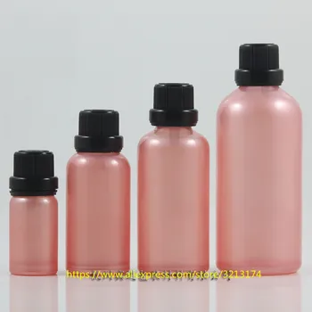 

wholesale 10ml to 100ml painted pink glass bottle with black theft-proof lid,for lotion perfume oil moisturizer facial water